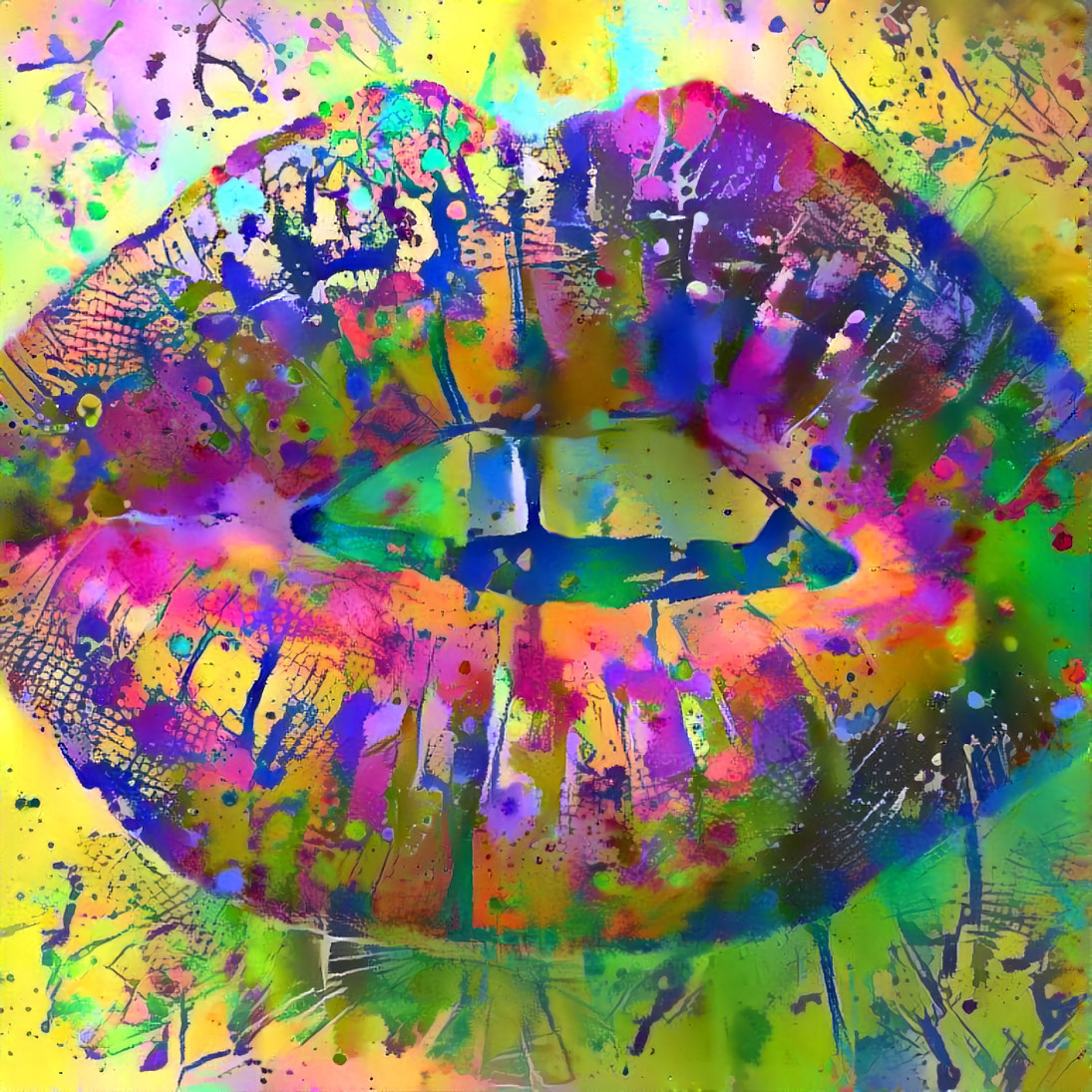 lips - yellow, purple, blue, green, orange