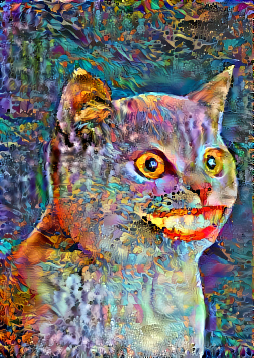 cat with human smile, retextured