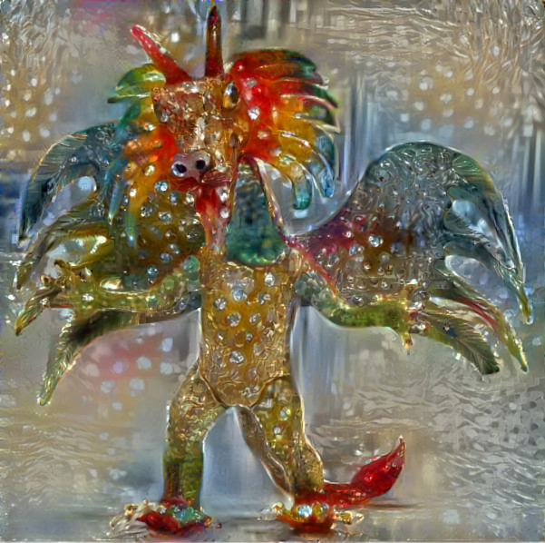 paper mache dragon pedro linares, colored glass
