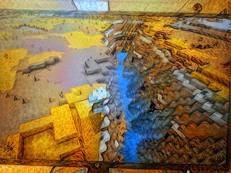 Minecraft rock layers on the eyes of Van Gogh