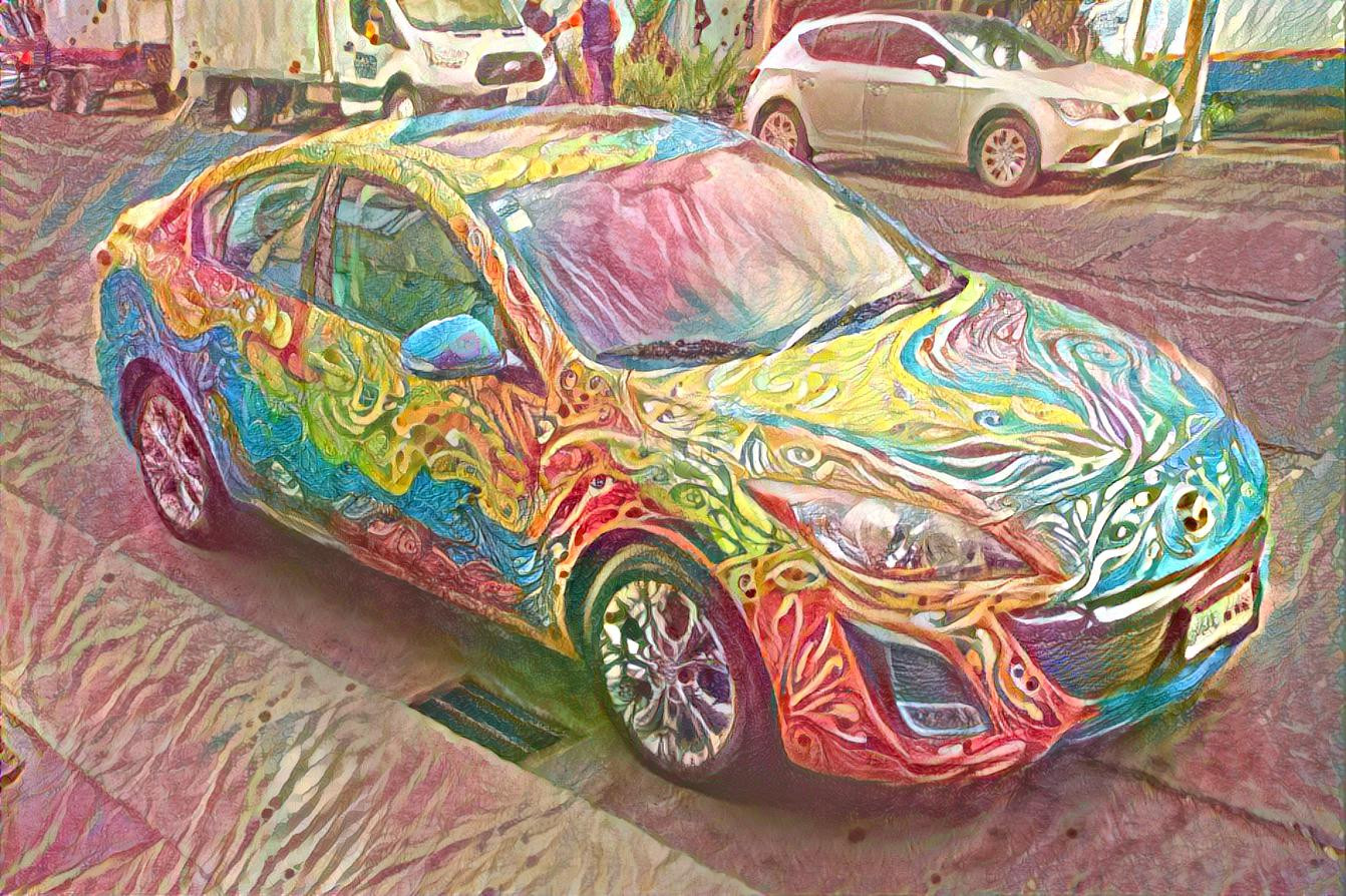 Colourful car in Mexico City