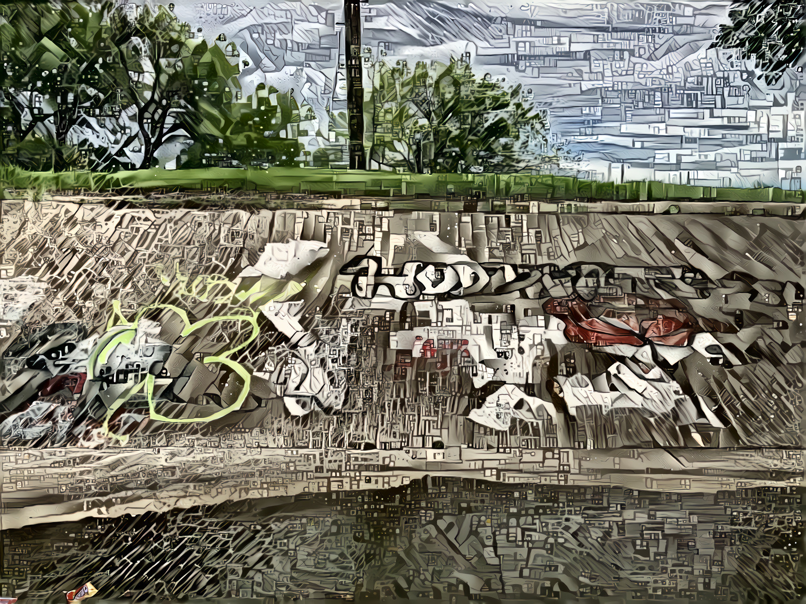 Granulated gloom of graffiti