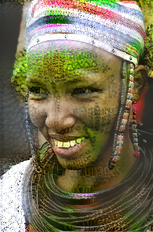 young tribal woman, head shot, retexture