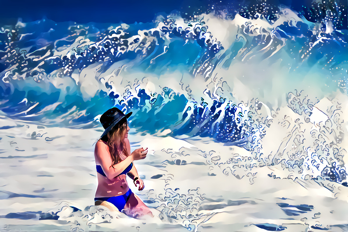 Unnamed lady ½ second before meeting The Great Wave off Kanagawa •