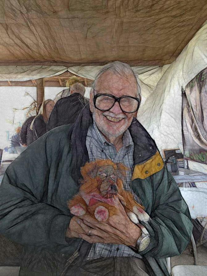 I made George a "Ghoul Dog" & was honored to give it to him not long before he died. His wife Suzanne still has the dog. RIP George! He inspired my art & was such a genuinely sweet human being.
