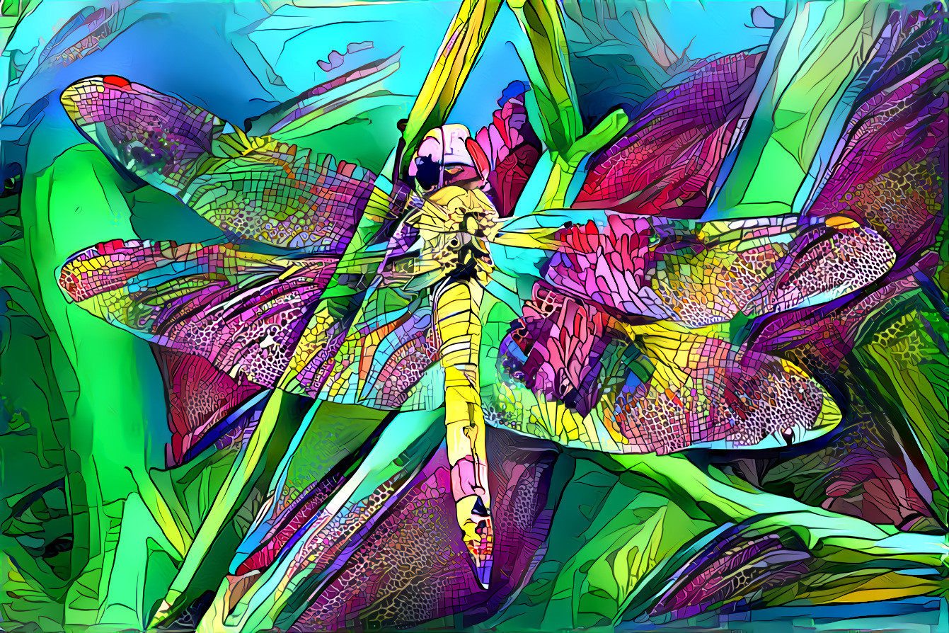 dragonfly styled with a paint-by-number dragonfly