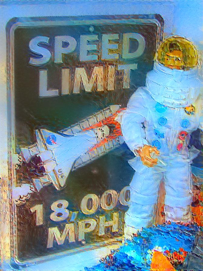 Astronaut & Speed Limit Sign