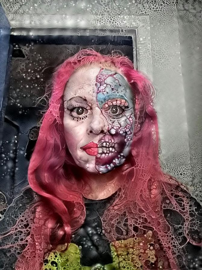 SFX makeup I did on myself for practice. This took me FOUR hours to draw on my damn face! FOUR hours! I had fun drawing on my face, though.