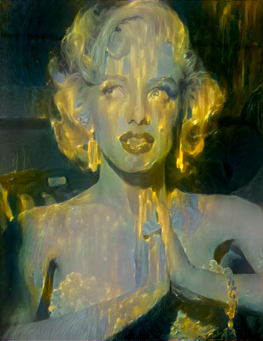 Marilyn Monroe - "Please" - gold, blue-grey