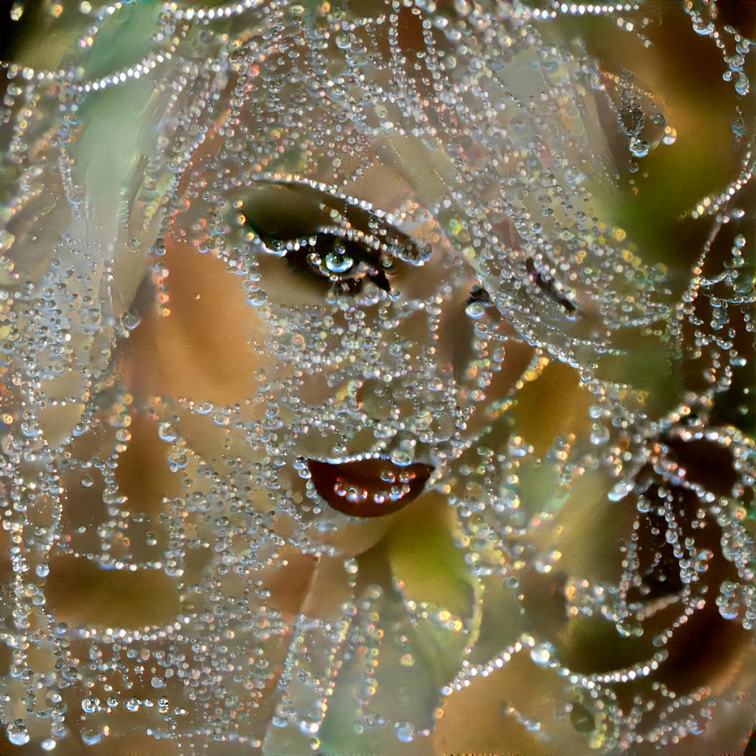 model - dew drops on spider webs