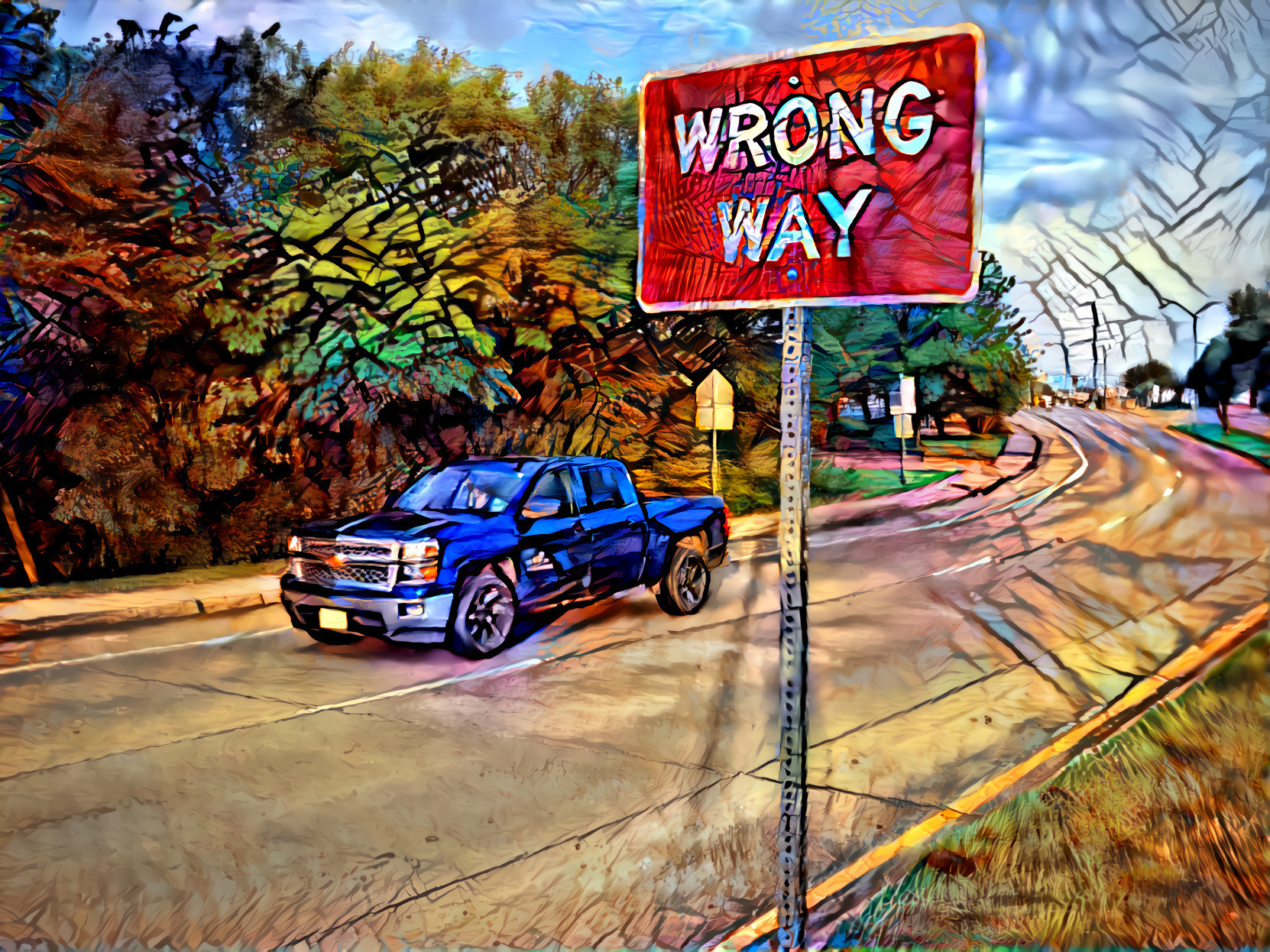 Wrong Way Truck Road Bend