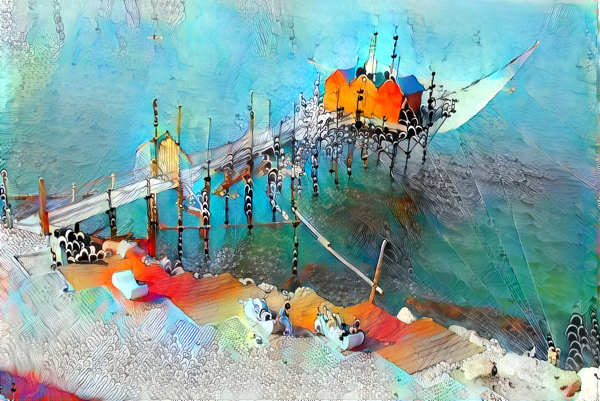 -  -  -  -  -  'Fishing without a boat - Italy'  -  -  -  -  -  Digital art by Unreal - from own photo.