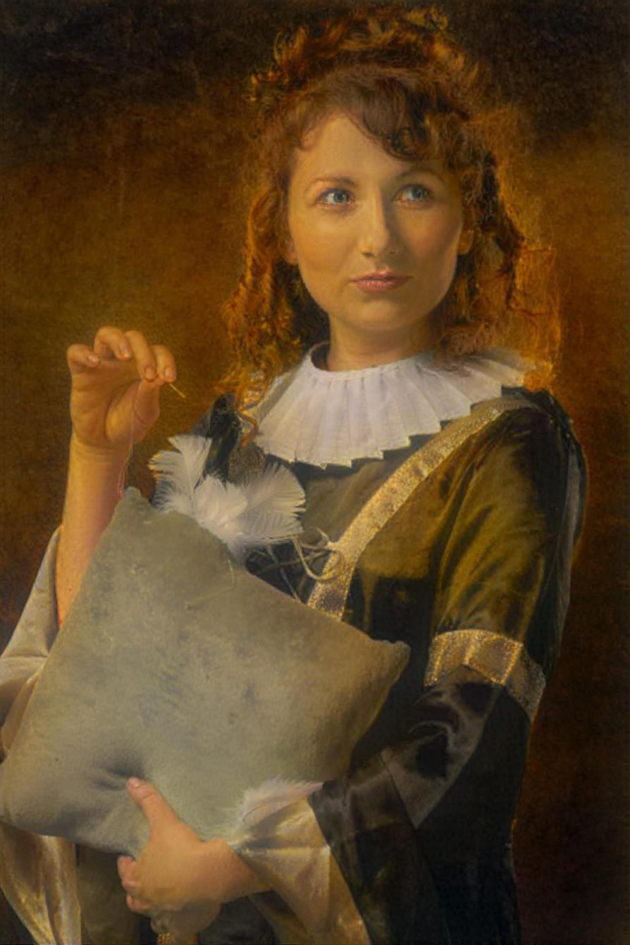 Rembrandt lady with needle