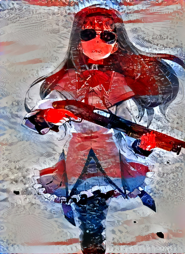Akemi Homura by Youkan with an American Flag filter