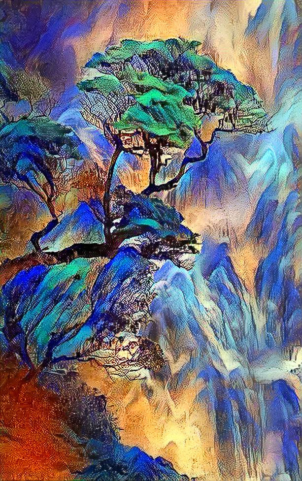 Waterfall and Bonzi Tree
