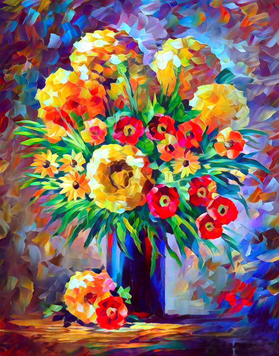 A Vase Full Of Colorful Flowers