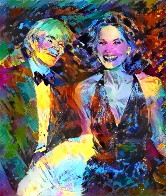 andy warhol and barbara allen, oil painting