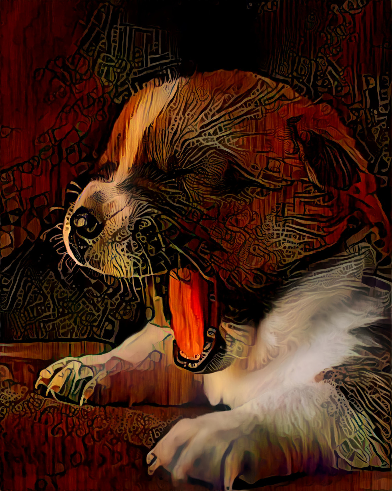 Boxer Puppy Yawning. Original photo by Daniel Lincoln on Upsplash.  Style by Dreamer TJ Palmer.