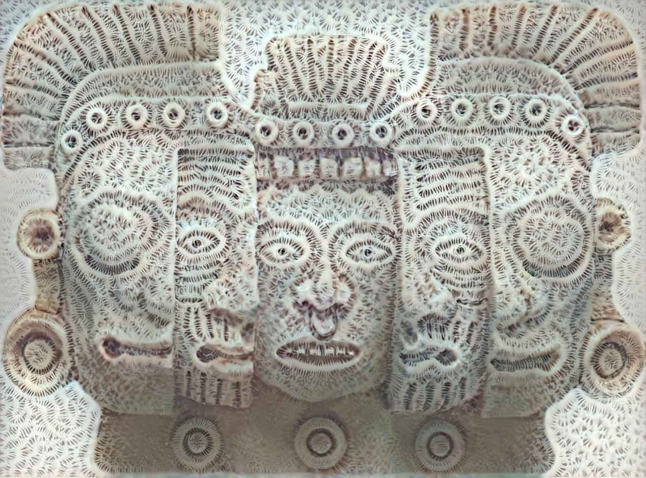 maya mask coral