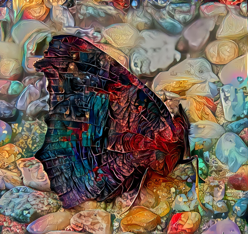 Peacock on stones