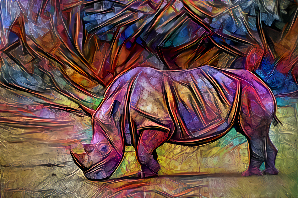 Mosaic Rhino, Tinted in Color