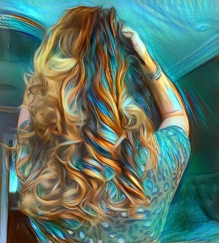 Curls of Blue and Gold