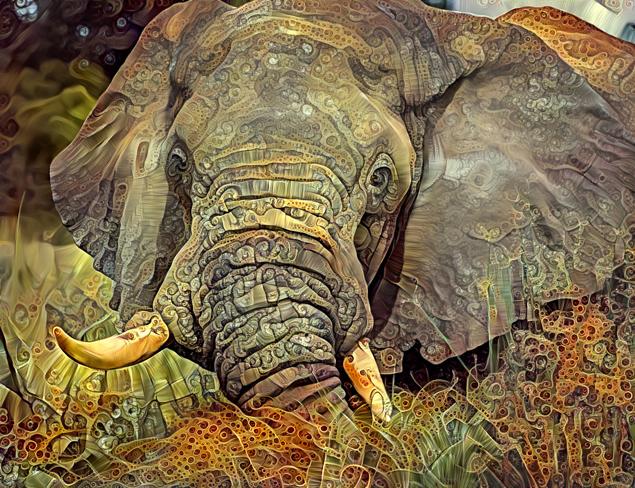 Foraging bull elephant