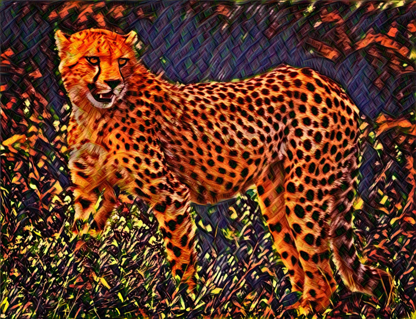 Speedy Daytime Predator ... Cheetah [Big cat, runs 0 to 60 mi/hr in 3 Sec., Prey includes antelope and hares, runs after and knocks down prey. https://www.nationalgeographic.com/animals/mammals/c/cheetah/] [  CC BY-SA 4.0, Charles J Sharp,  https://commons