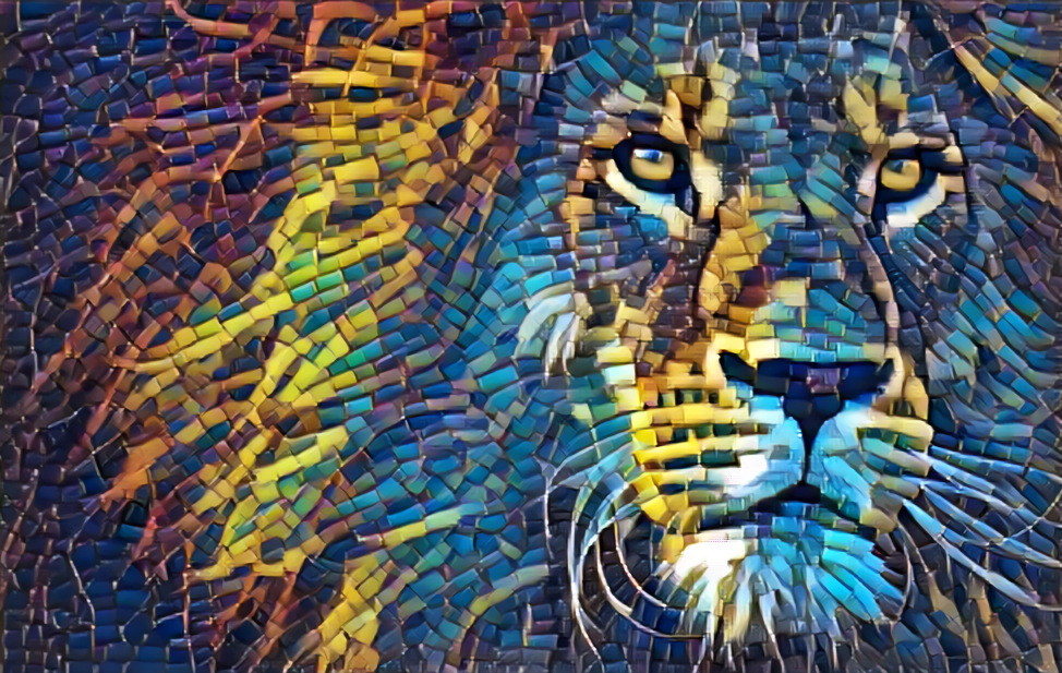 Mosaic Lion Face Art