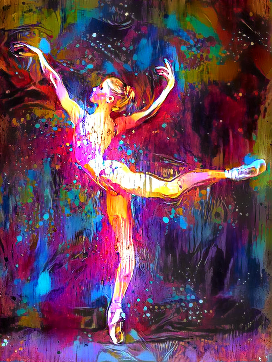 ballerina, pink, blue, purple, painting, dancing