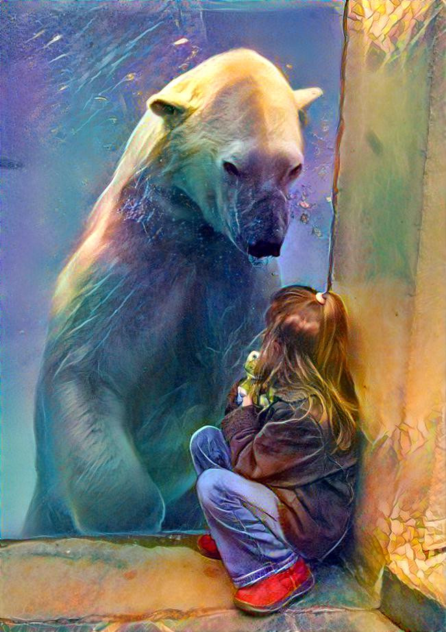 girl and polar bear