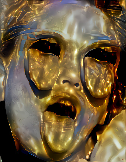 model, mouths for eyes, retextured gold
