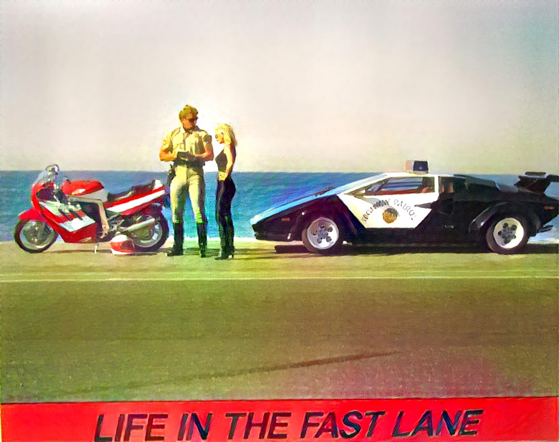 80's Lamborghini poster + Mid-century illustration