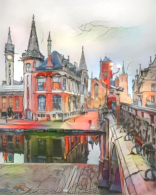 Ghent, Belgium - Earth Tone Water Colors