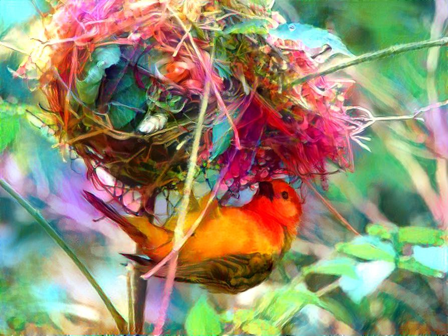 Beautiful Bird with Upsidedown Nest