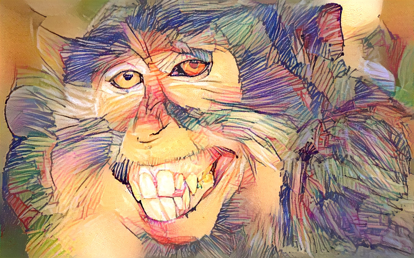 monkey smile, colored pencils