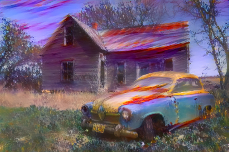 Old Car And Abandoned House