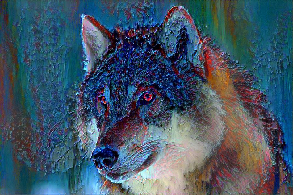 Wolf in blue textured style
