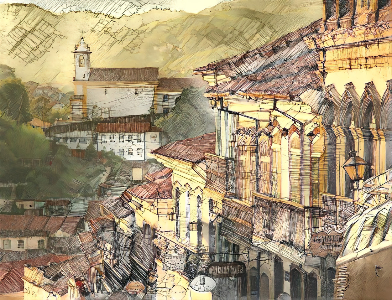 Sketch of Ouro Preto (Brazil) - Credits to the talented artist Asgarip (@architectdrw) for the style