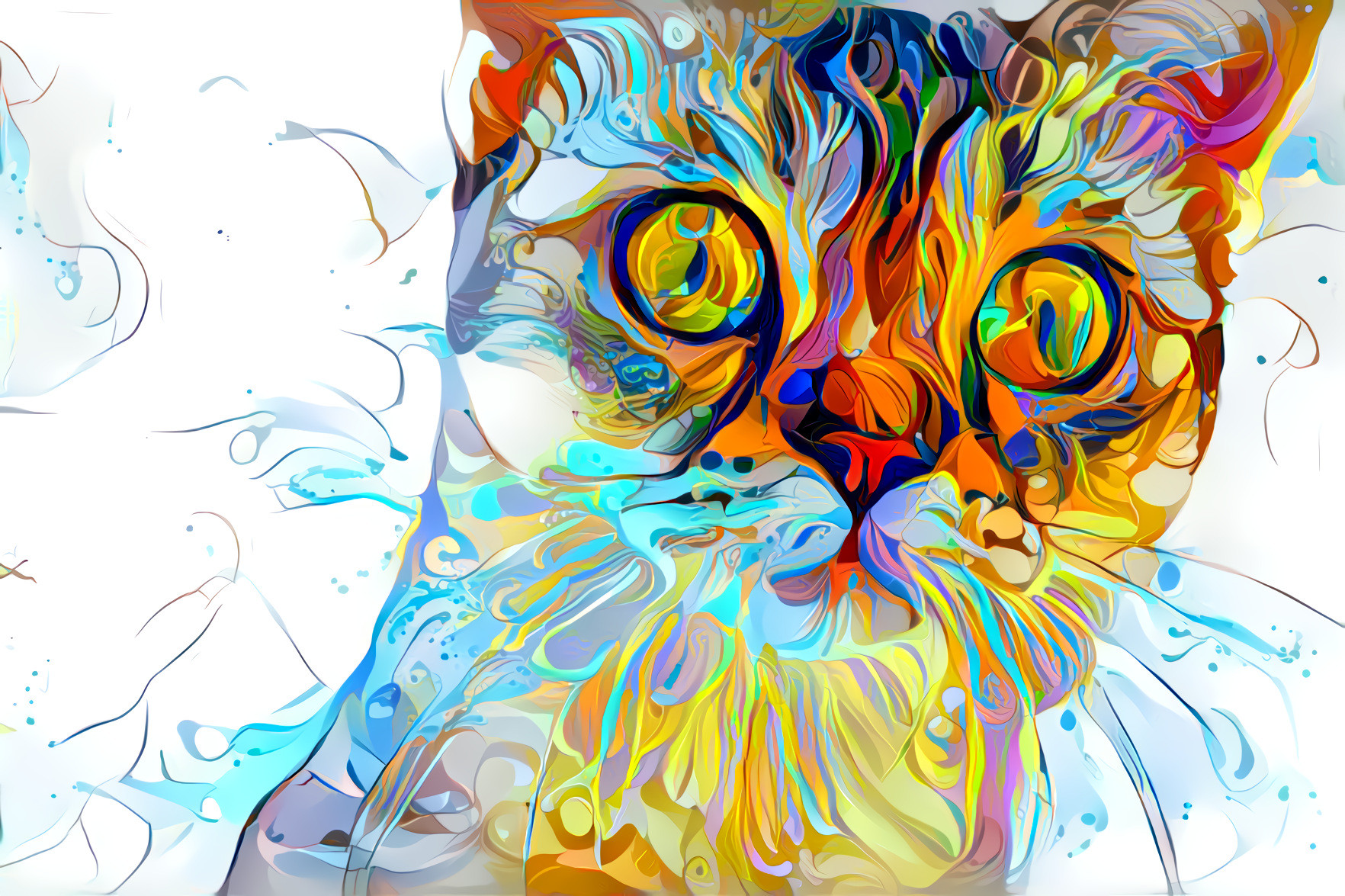 Illustrated Feline V (cat: skitterphoto – style: collage of Marina Okhromenko illustrations – light + color manipulations on both) •