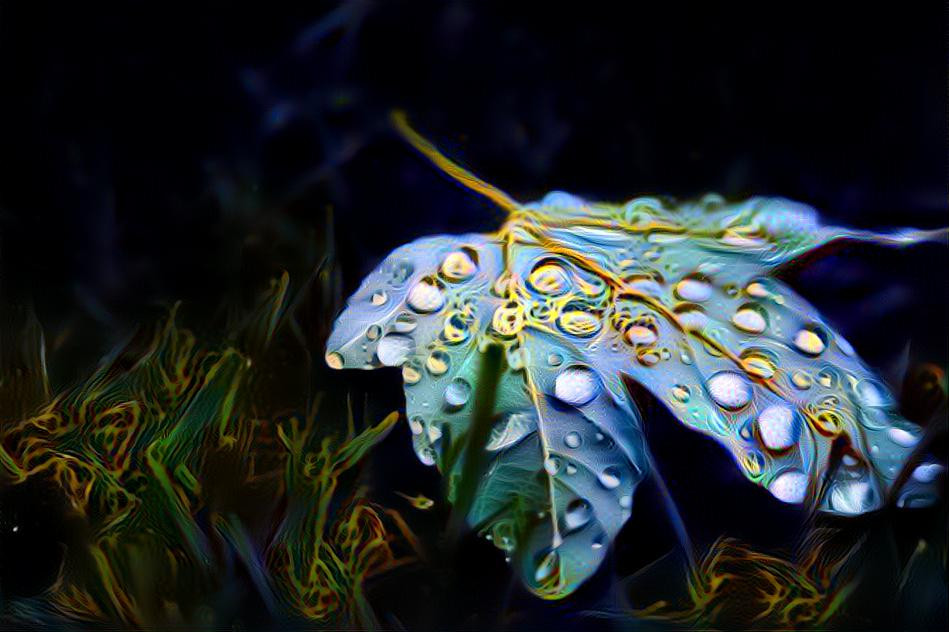 Droplets on a maple leaf