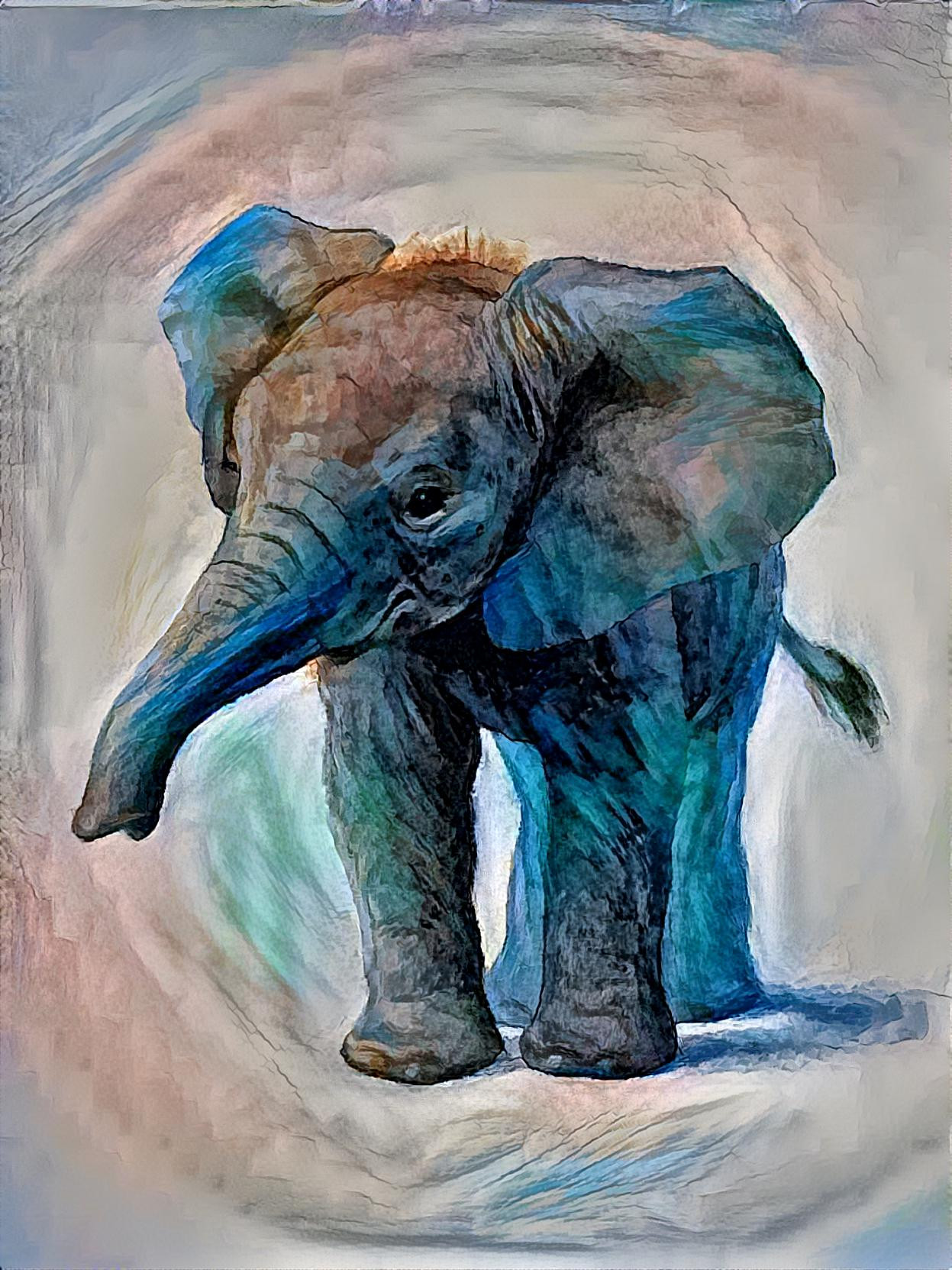 Elephant Calf in Blue