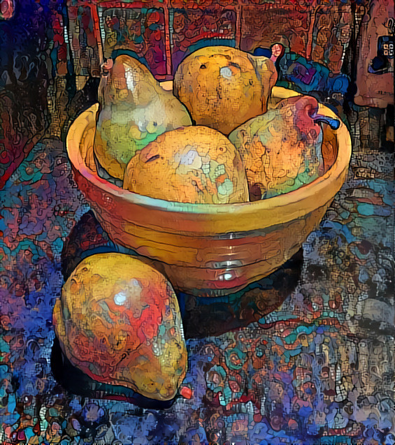 Pears in a yellow bowl -photo D Berk