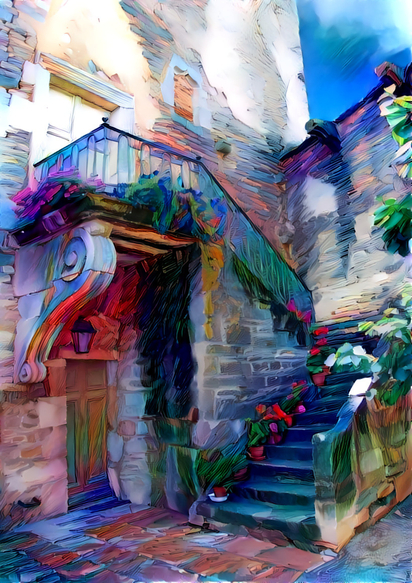 -  -  -  -  -  'Fine Exterior Stairway'  -  -  -  -  -  Digital art by Unreal - from own photo.