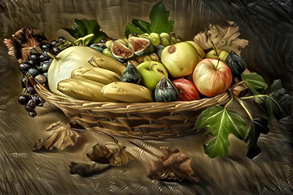Deep Dream: Still Life with Basket of Fruit