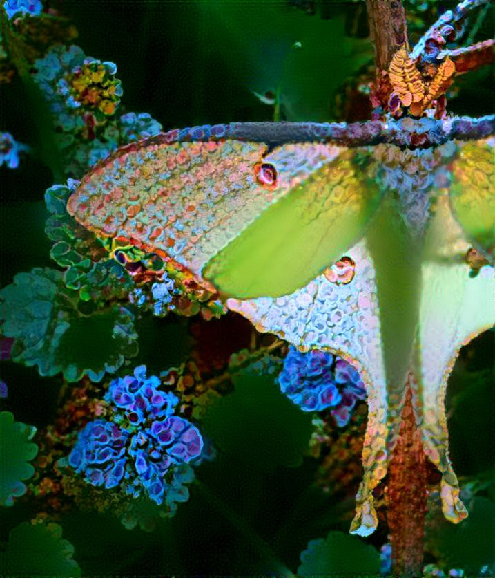 Luna moth lichen style