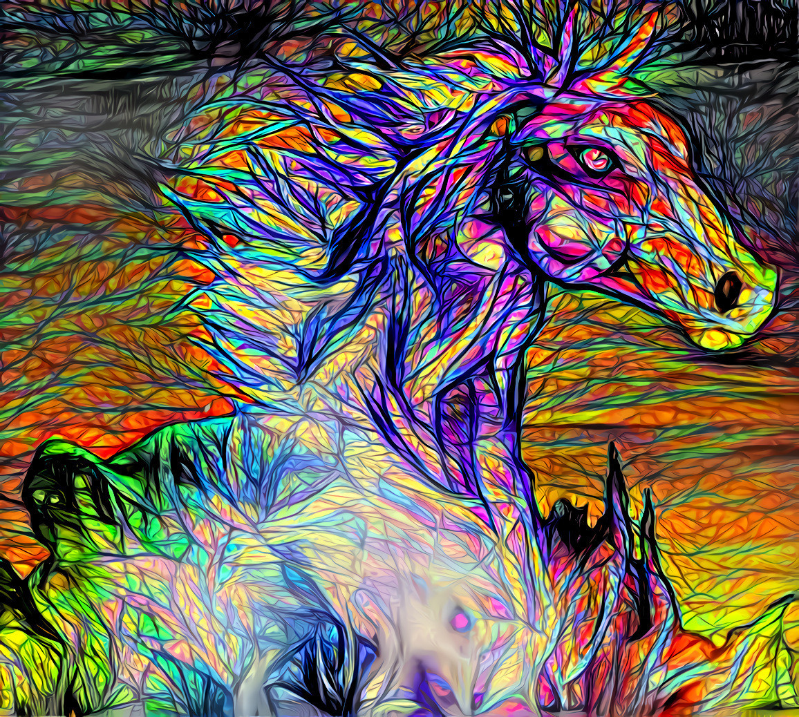Multicolored fire horse