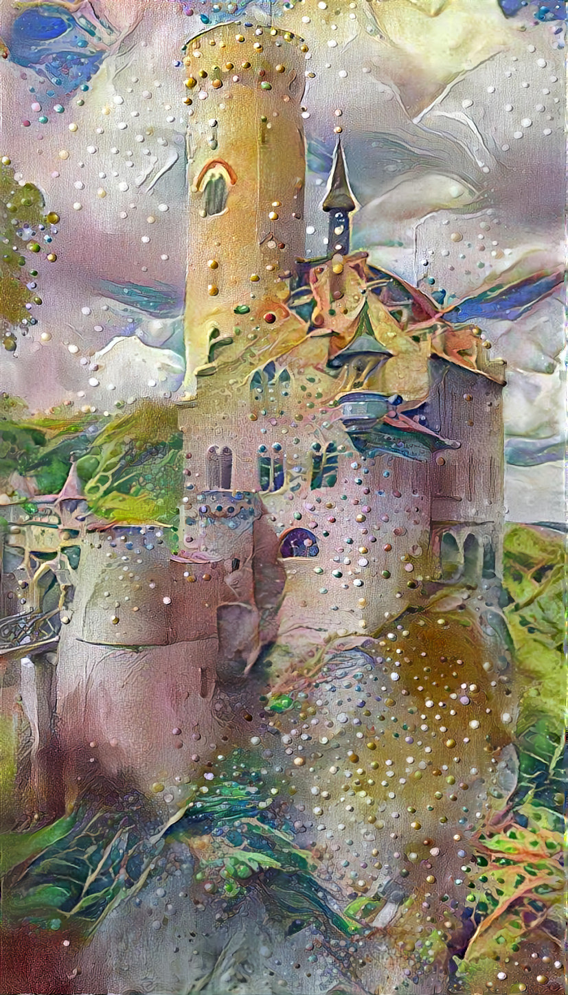 castle - green and beige art