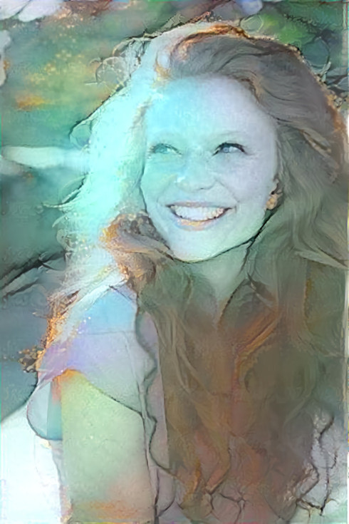 redhead model smiling into sunshine, retexture
