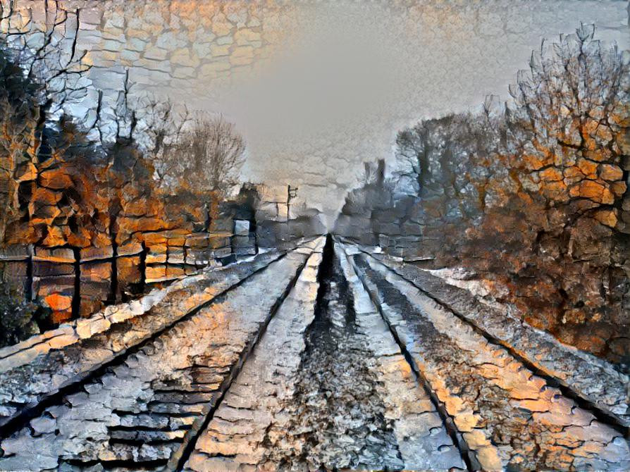 Train tracks in snow